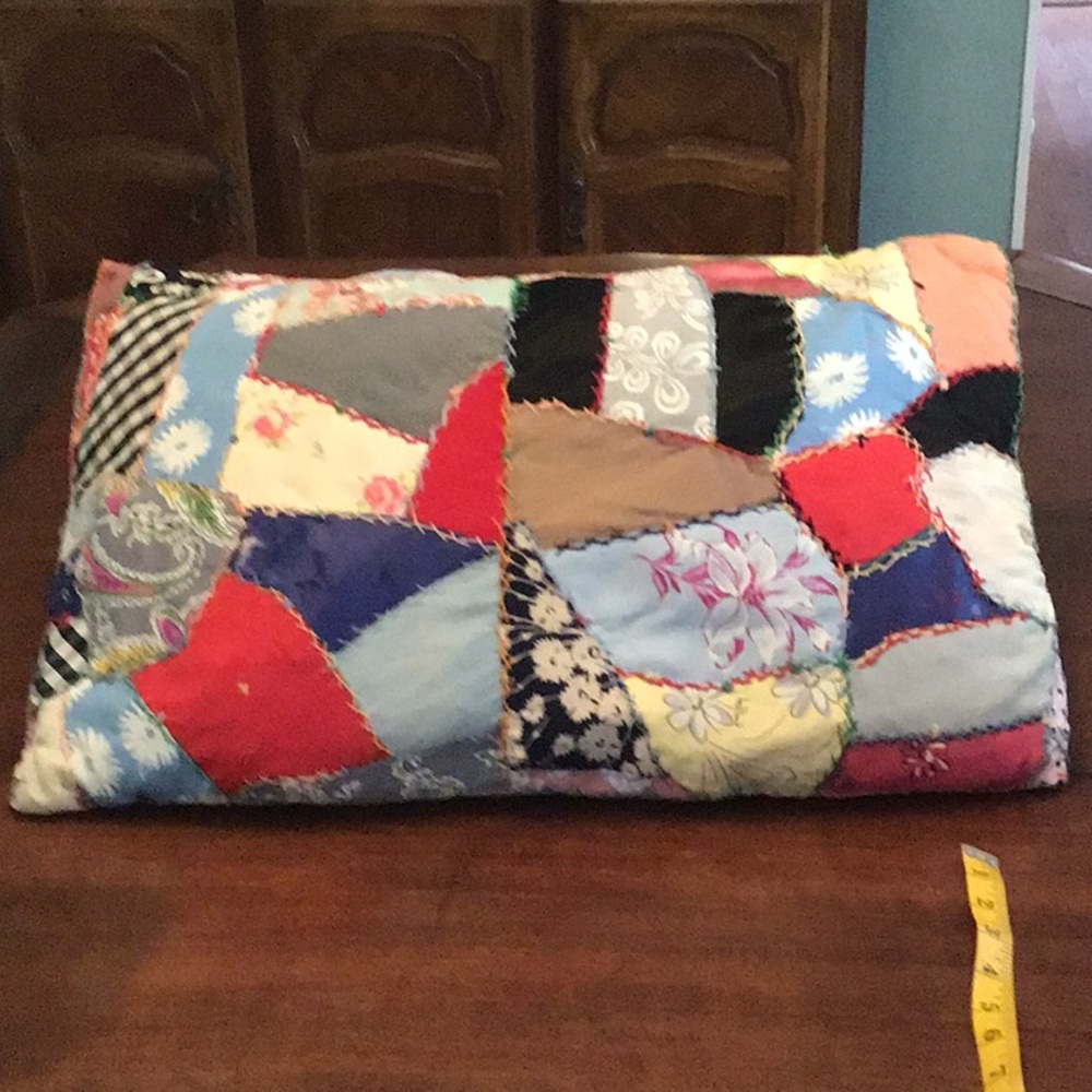 Vintage handmade patchwork accent pillow